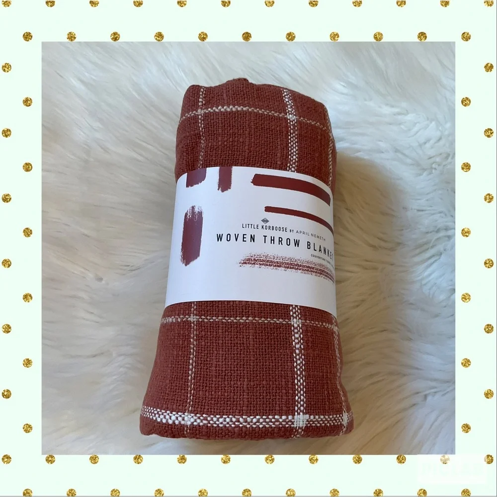 Little Korboose Woven Throw Blanket - NWT - Rust - Picture 1 of 8